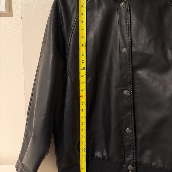 We The Free Black Leather Bomber Jacket - Picture 6 of 7